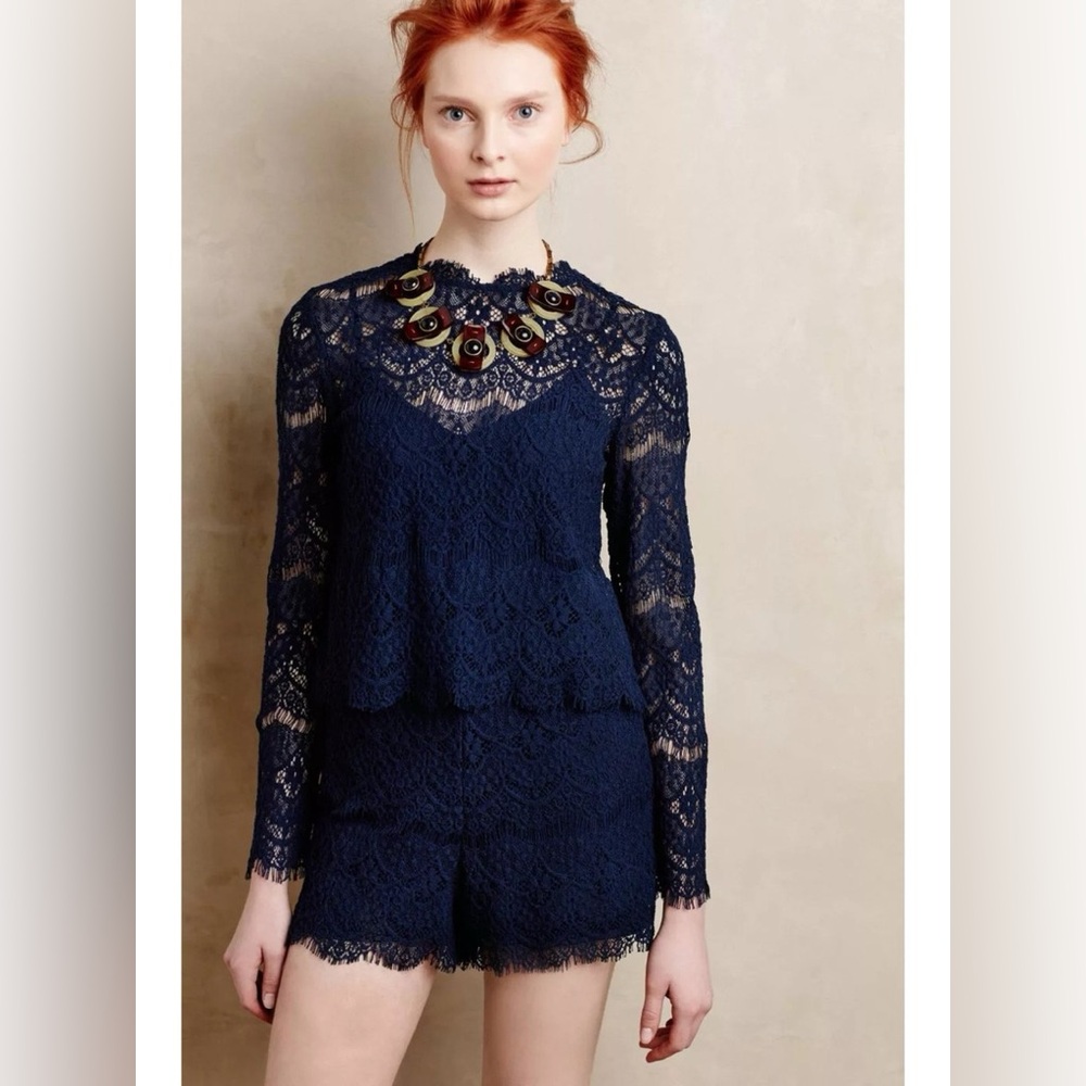 Saylor Navy Lace Romper